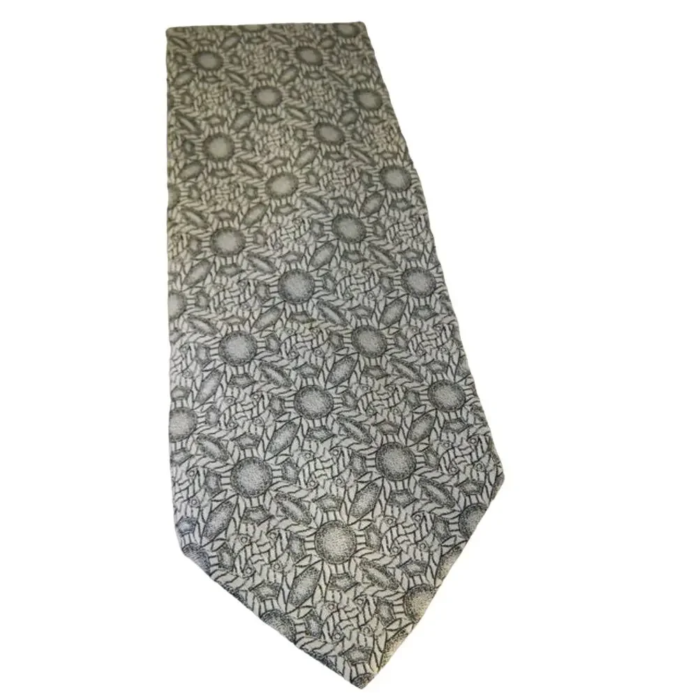 Vintage Wide White and Black Tie, Geometric Print Tie, Monsieur Cravatieur Tie